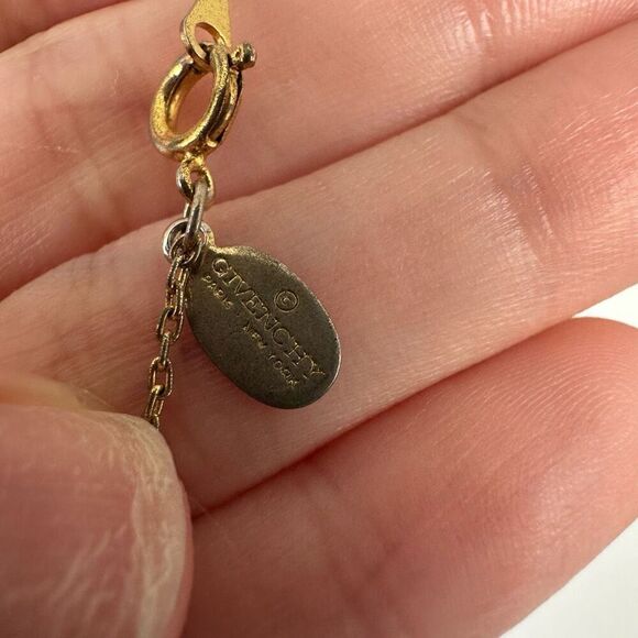 Givenchy 1977 G Logo Rhinestone Choker Necklace Gold Tone Vintage 14” - Picture 4 of 6